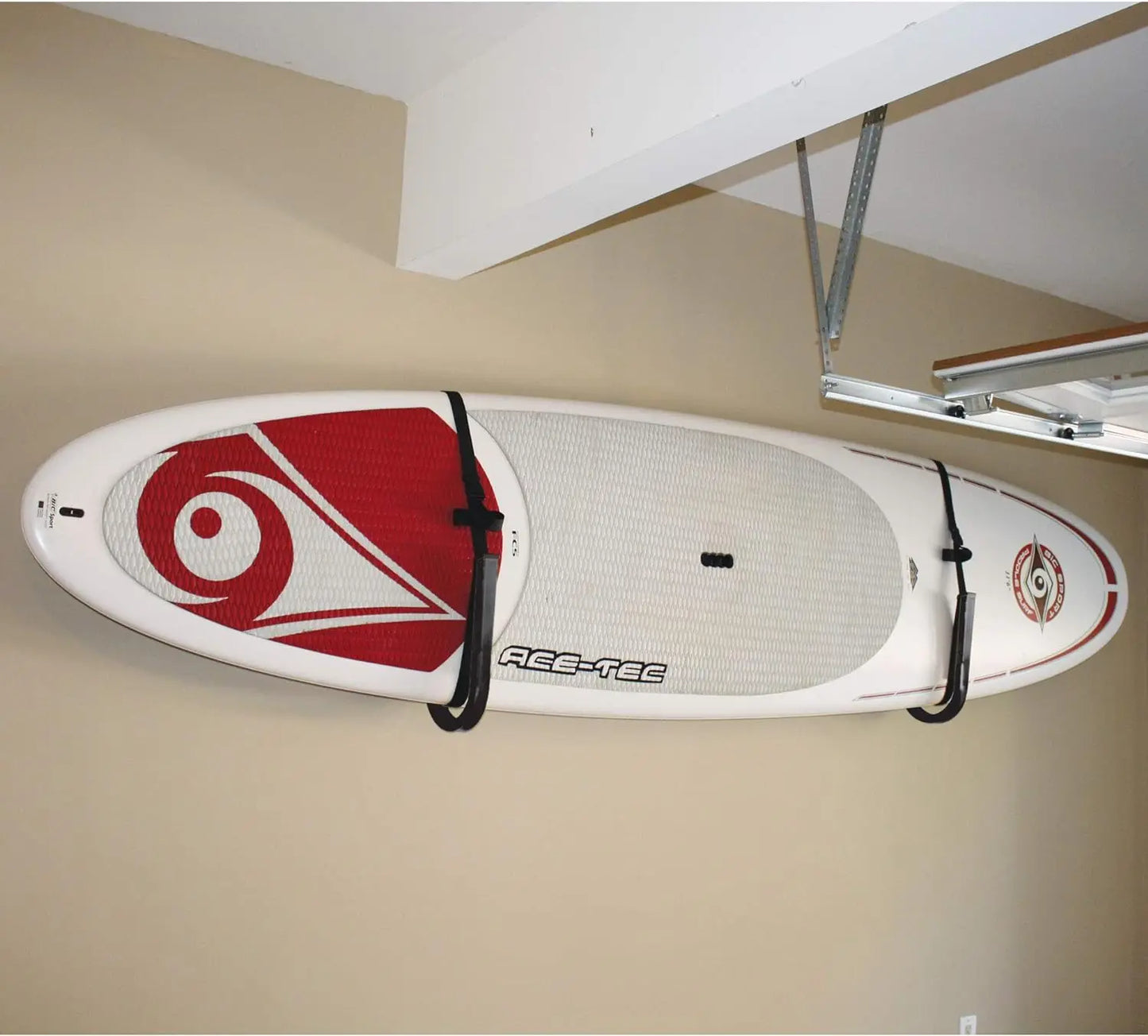 Wall Mount for Stand Up Paddle Boards and Surfboards with Safety Straps